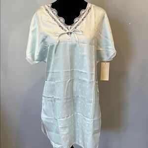 Elegant Lace Trim Light Blue Nightgown medium new
